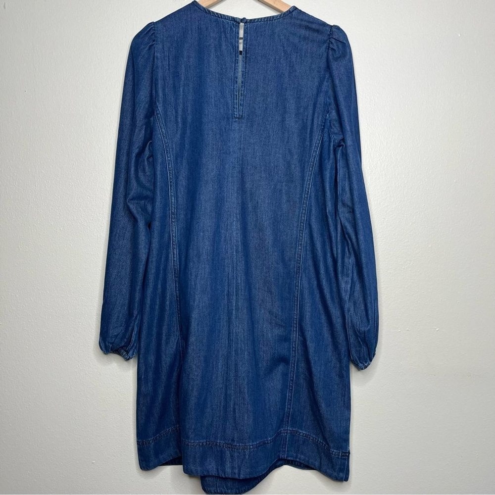 NEW Boden Women Dress 12 Denim Blouson Shift‎ Tencel Chambray Long Sleeve - Picture 13 of 16